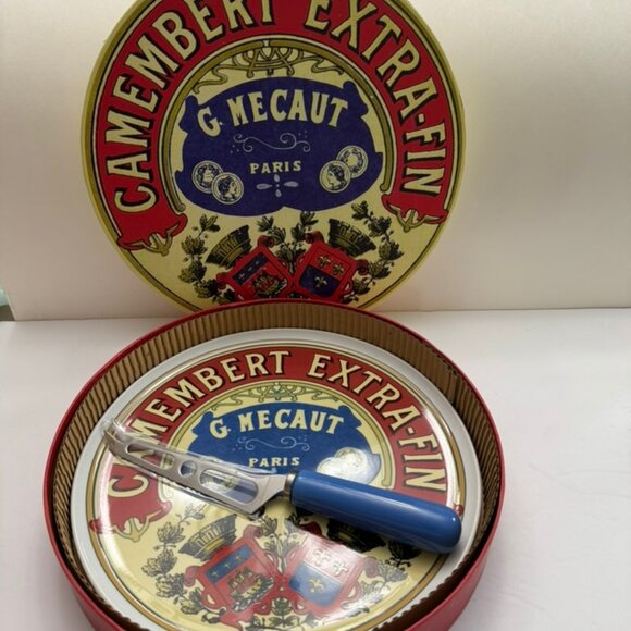 New Vtg Camembert Extra Fin Serving Plate & Cheese Knife-BIA FRENCH CHEESE LABEL - Picture 5 of 9